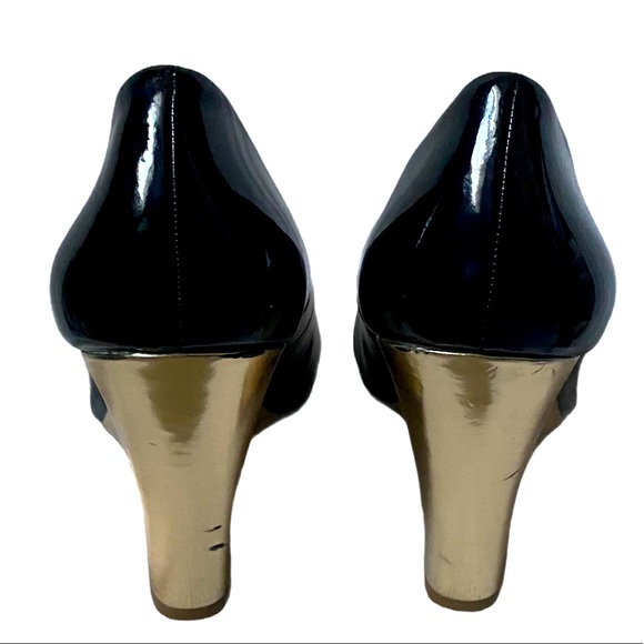 Cosmopolitan Patent Leather Black Wedges 9 - Picture 6 of 6